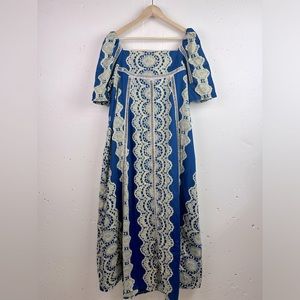 Boho Resortwear Cover Up Mumu Batik Indigo Dress